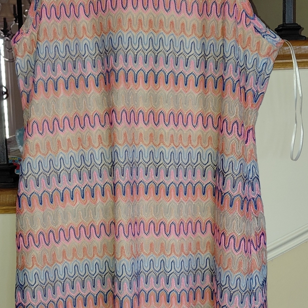 NWT Boston Proper Multicolor Zigzag Shimmer Dress Fully Lined, Comfortable Sz Lg - Picture 6 of 6